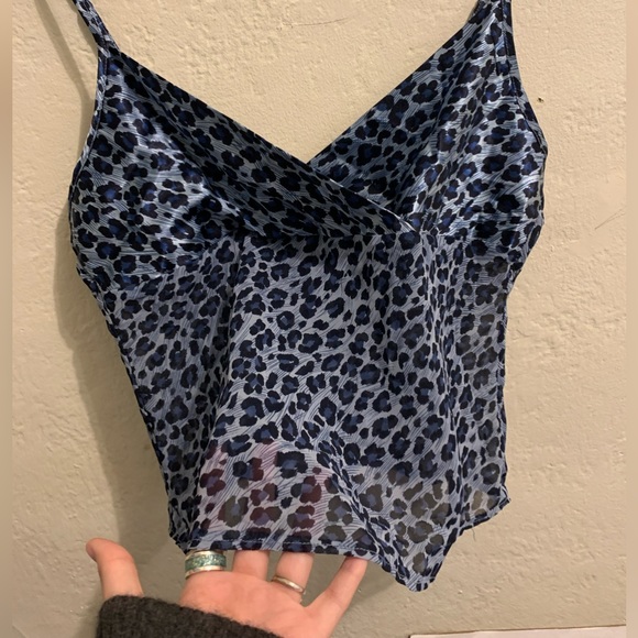 Vintage medium blue leopard print lingerie top - Picture 2 of 4